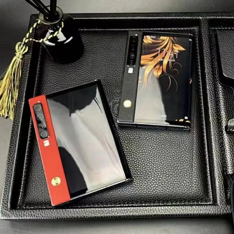 NEW Kreta V11V folding mobile phone James business dual-screen 100MP high-end 5G smartphone Snapdragon 865 red cowhide 12+512g