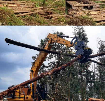 Professional Heavy Duty Excavator Rotating Grapple Saw with Hydraulic Clamp for 12 18 Ton Timber Tree Cutting Shear Machine