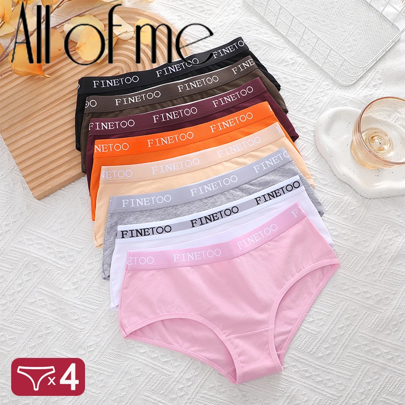 4Pcs Sexy Hip Lifting Triangle Pants Pure Cotton Triangle Pants Low Waist Underwear FINETOO Brand Underwear Colors Cotton Crotch