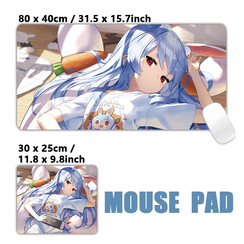Anime Hololive Mouse Pad Large Gaming Desk Mat Non-Slip Laptop Keyboard Tray Office PC HD Print Virtual Girl Black