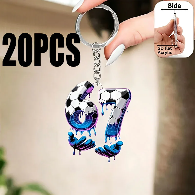 /NewStyle Football Six and Seven Number Elements Keychain, Suitable for Backpacks, Car Keychains And Wallet Decoration(2D Flat )