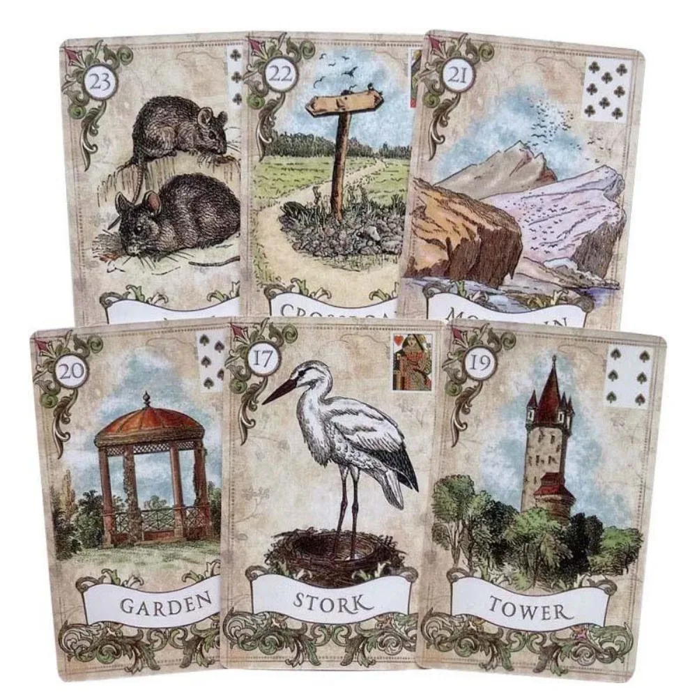 38 Sheets English Version Old Style Lenormand Fortune-telling Cards 9*6cm