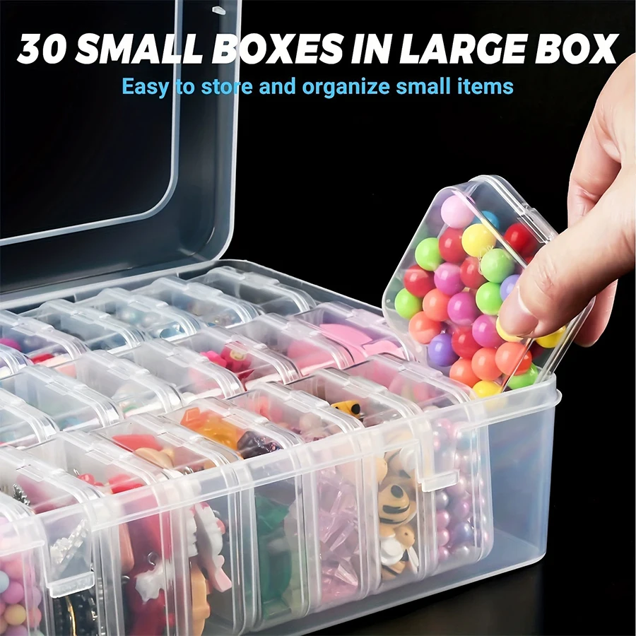 1pc 30 Slots Plastic Storage Box DIY Diamond Painting Beads Charms Jewelry Accessories Organizer Box Durable Plastic Storage Box