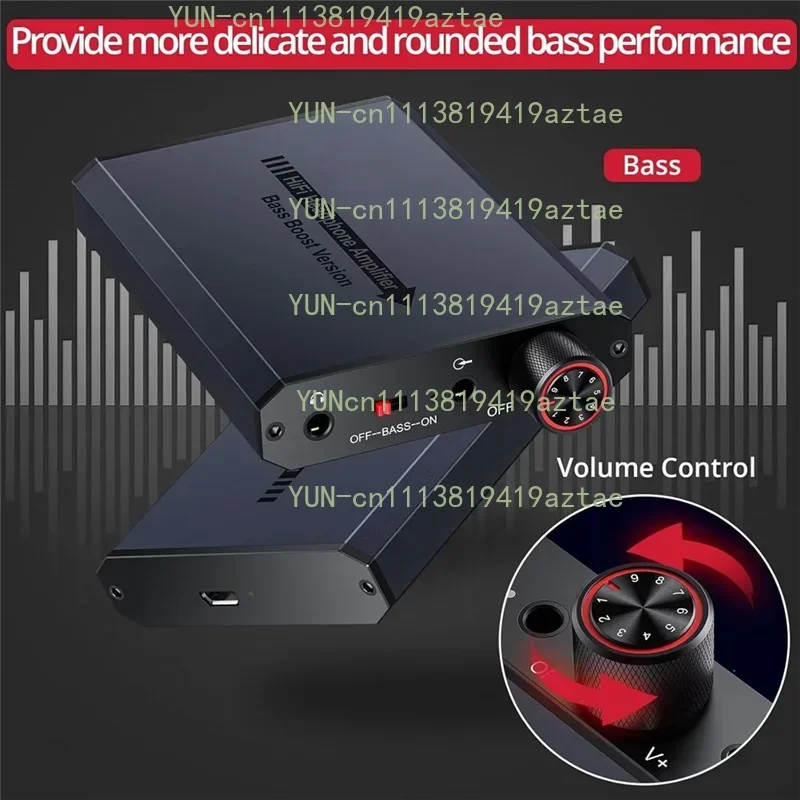 16-300Ohm HiFi Headphone Amplifier Headphone Amp 3.5mm Stereo Audio Out with Switch Powered Dual-Output with 2-Level Boost