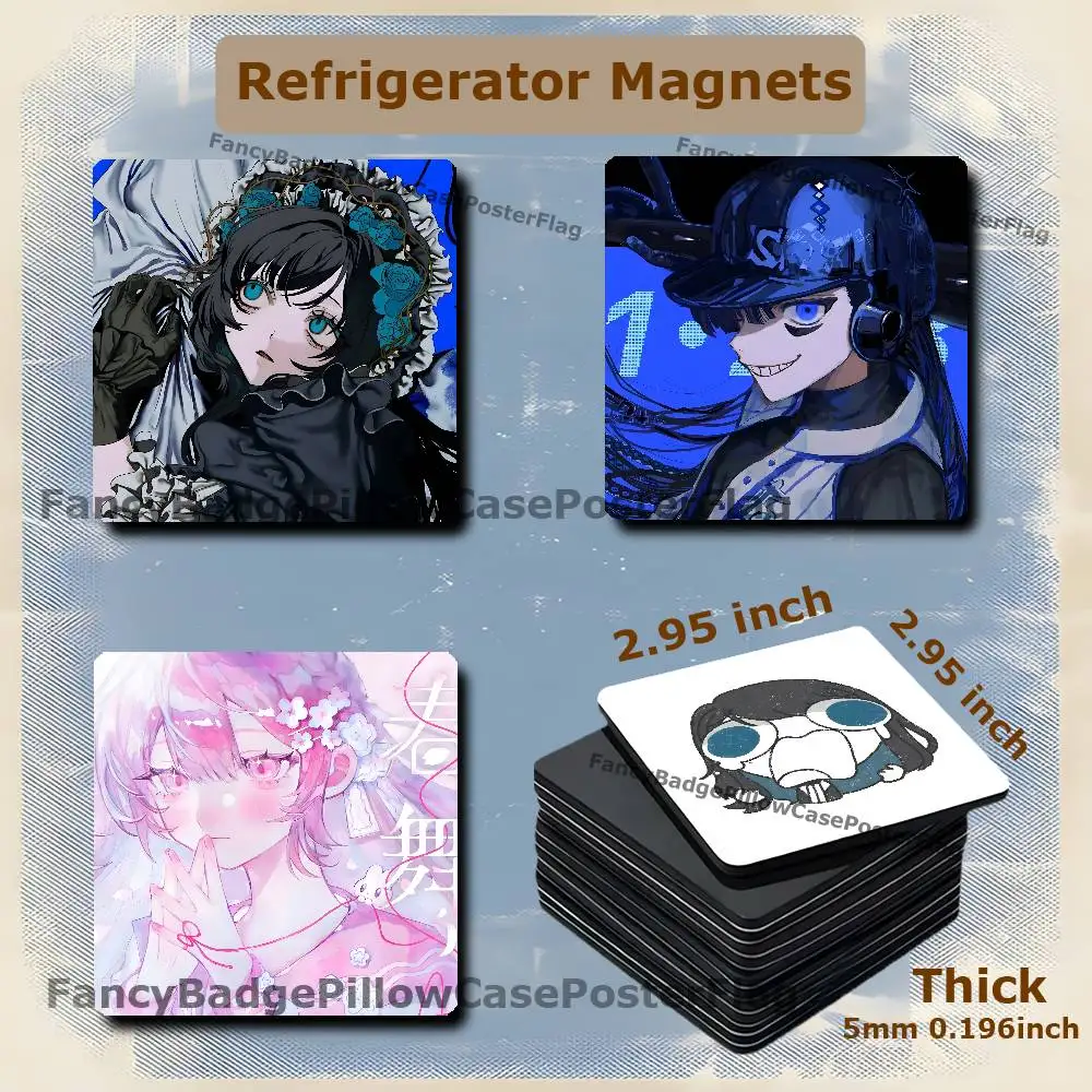 A-Ado Kyogen X Uta 75mm Frigerator Magnet Square Stickers Personalize Fridge Refrigerator Wall Door Decoration