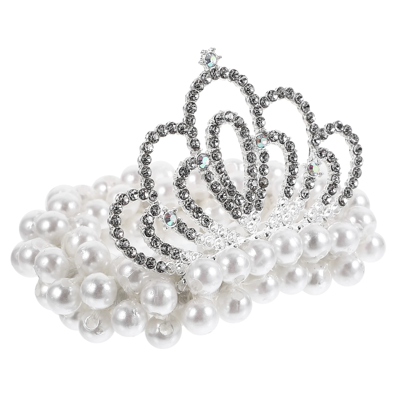 

Pearl Crown Hair Ties Elastic Ponytail Holder Scrunchies Girls Child Pearl Beaded Crown Headb Hairstyles Accessories