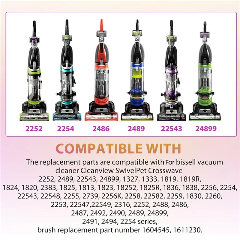 8PCS แปรงเข็มขัดตัวกรอง Forbissell Cleanview หมุนสัตว์เลี้ยง 2252 2254 2486 2253 2254 2258 3197 เครื่องดูดฝุ่น Part-A77G