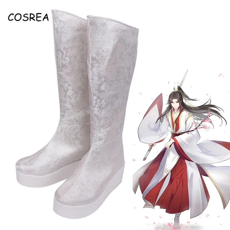 Anime Tian Guan Ci Fu Cosplay Xie Lian weiße Stiefel Hua Cheng schwarz High Heels Schuhe Männer Xielian Halloween Party Requisiten Rollenspiel