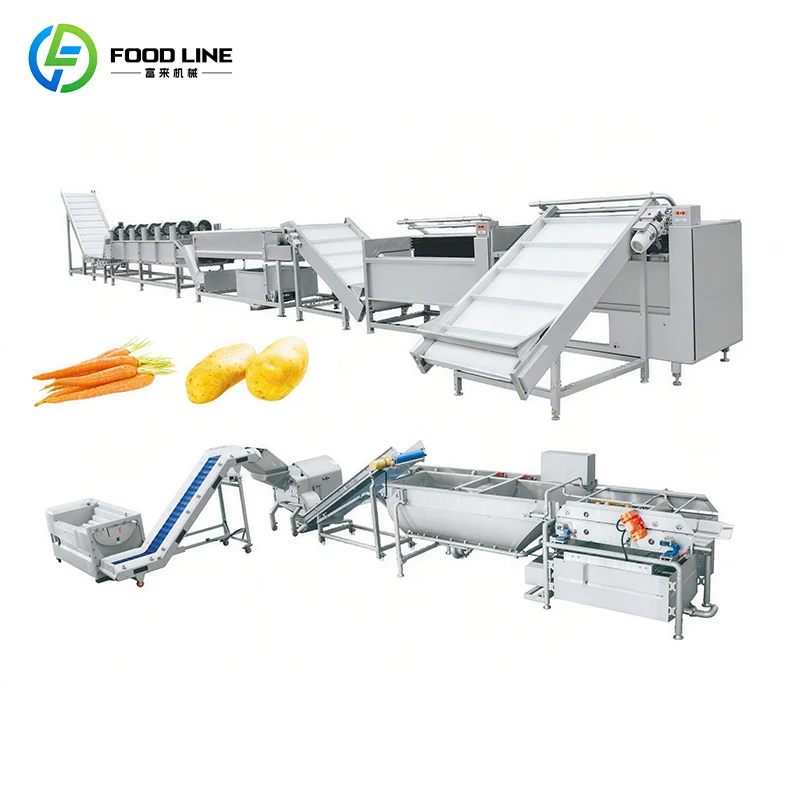 Root Vegetable Processing Line for Cleaning Peeling Cutting and Sorting FL Customized