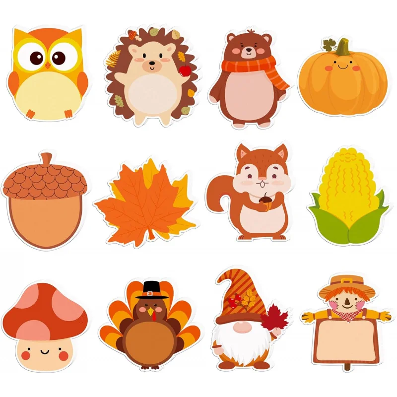 12 عبوة من هدايا حفلات الخريف - ملاحظات عيد الشكر مقاس 3 × 3.14 بوصة، ملاحظات لاصقة صغيرة ولطيفة #1