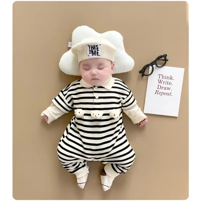 2024 Baby Clothes Button Cotton Cover All Newborn Boys Jumpsuit New Born Bebe Items Girls Outfit 0-18Months Cute Bear Rompers