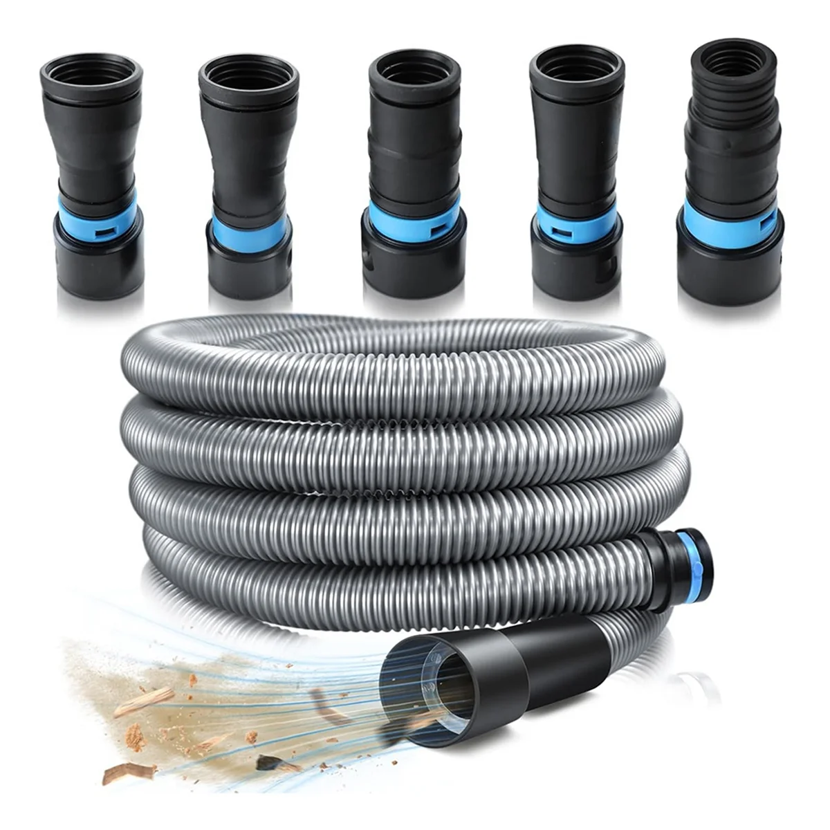 1 1/4 Inch X 10 Feet Dust Collection Hose Kit for Home and Vacuums System with 5 Adapters of Woodworking Power Tool