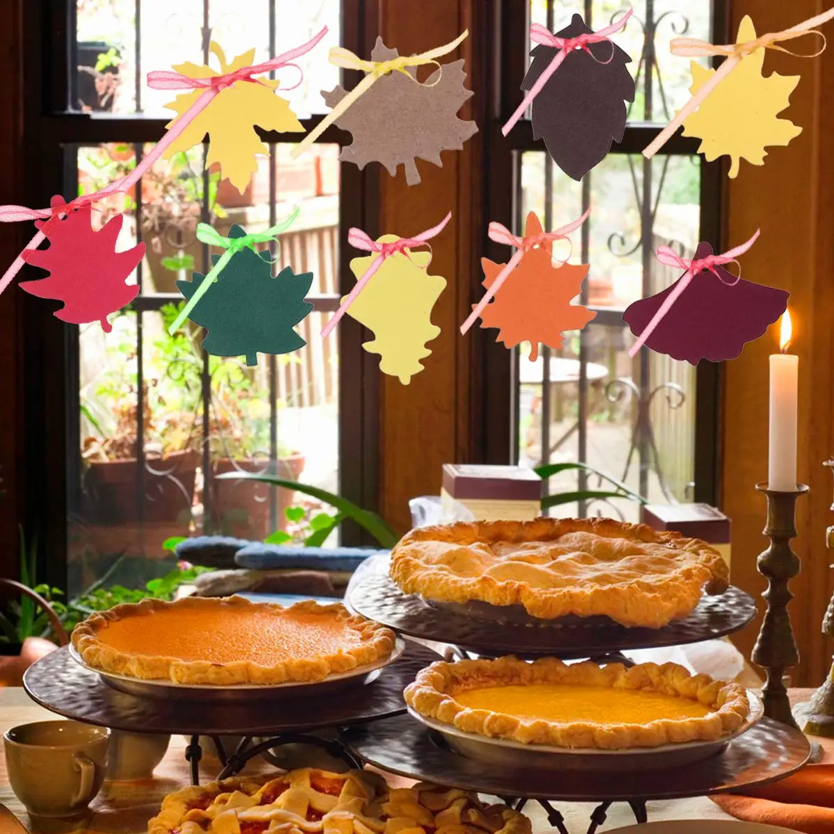 

180pcs Maple Leaves Paper Fall Decorations Kraft Tags With Lace String For Thanksgiving Christmas Wedding Autumn Party Gift 9