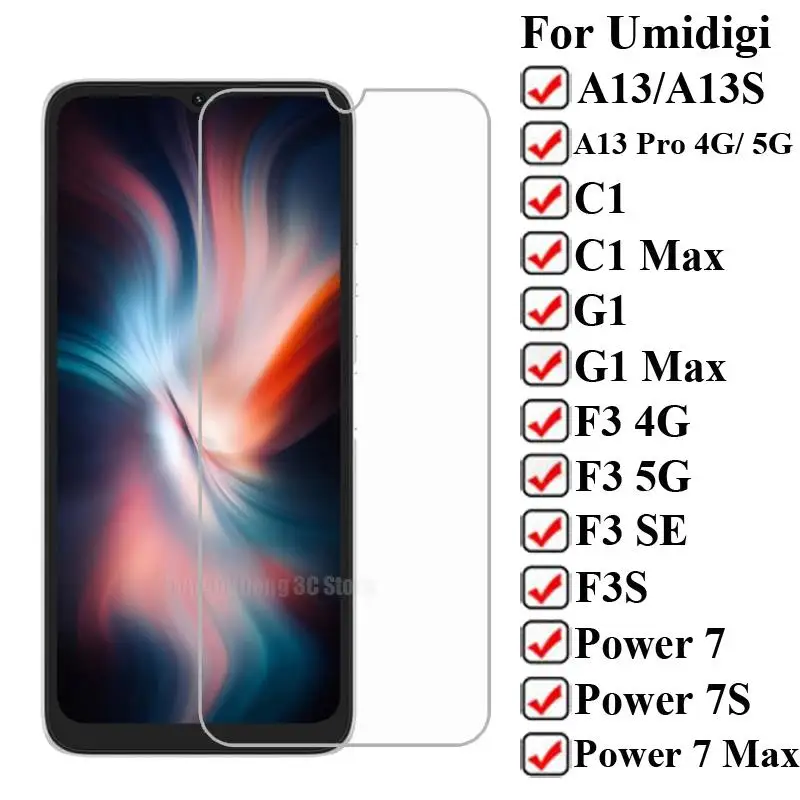 

2-1PC Tempered Glass on Umidigi C2 G2 C1 G1 Max F3 A13s Pro 4G 5G F3 SE F3S Screen Protector For Umidigi Power 7 Max 7S Pelicula
