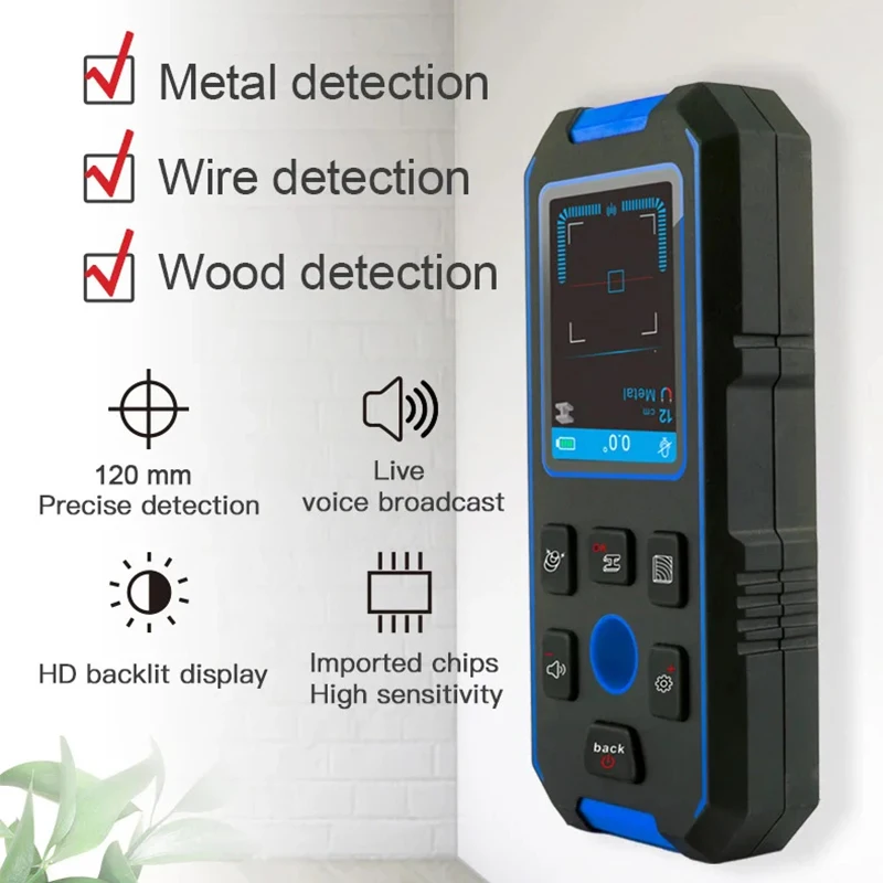 NOYAFA NF-518 Metal Detector Backlit Black AC Wood Stud Finder Cable Wires Depth Tracker Undeground Wall Scanner LCD HD Display