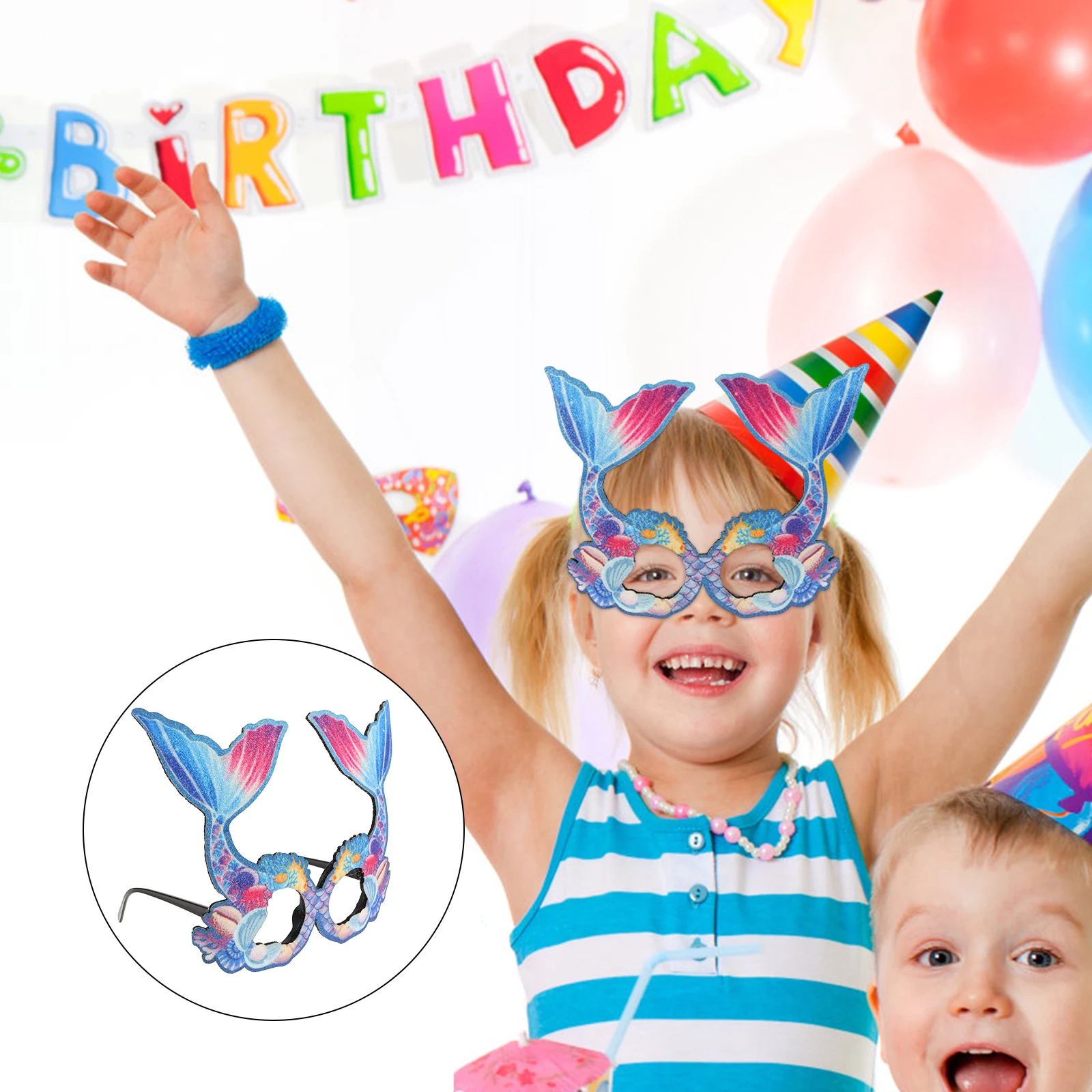 

4Pcs Mermaid Theme Sunglasses Summer Beach Party Supplies Ocean Animal Eyewear Birthday Photo Booth Props Party Eyewear