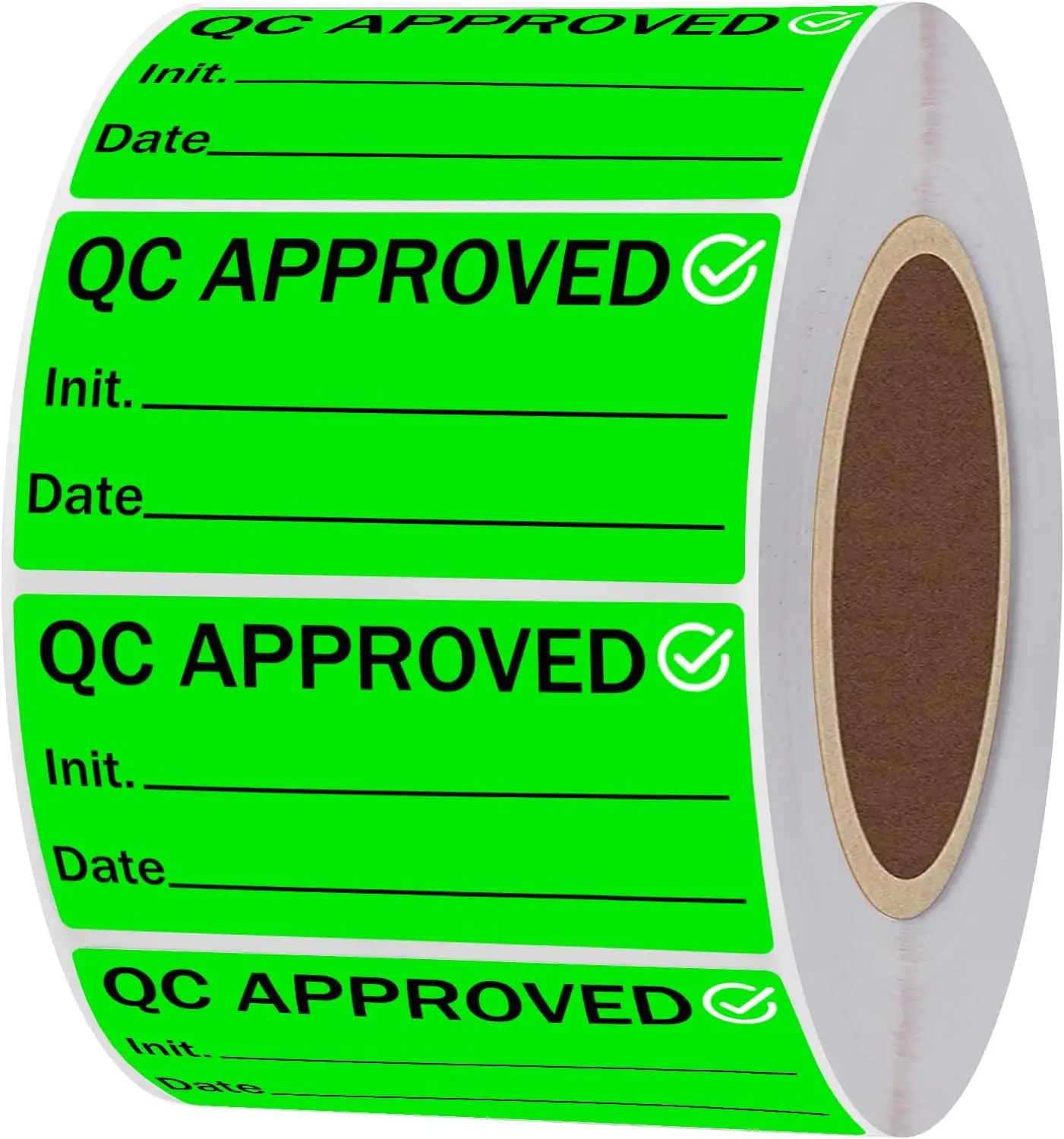 1x2 inch QC Labels Green Inventory Quality Control Stickers for Warehouse Quality Control Check Tested Pass