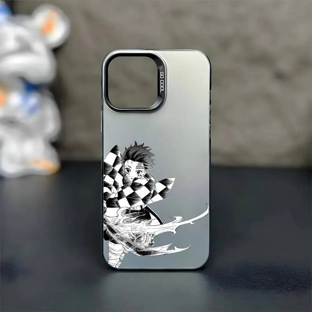 Etui na telefon Tanjiro Demon Slayer do iPhone'a 16, 15, 14, 13, 12, 11, Mini, Pro, MAX, czarne, matowe, odporne na wstrząsy.