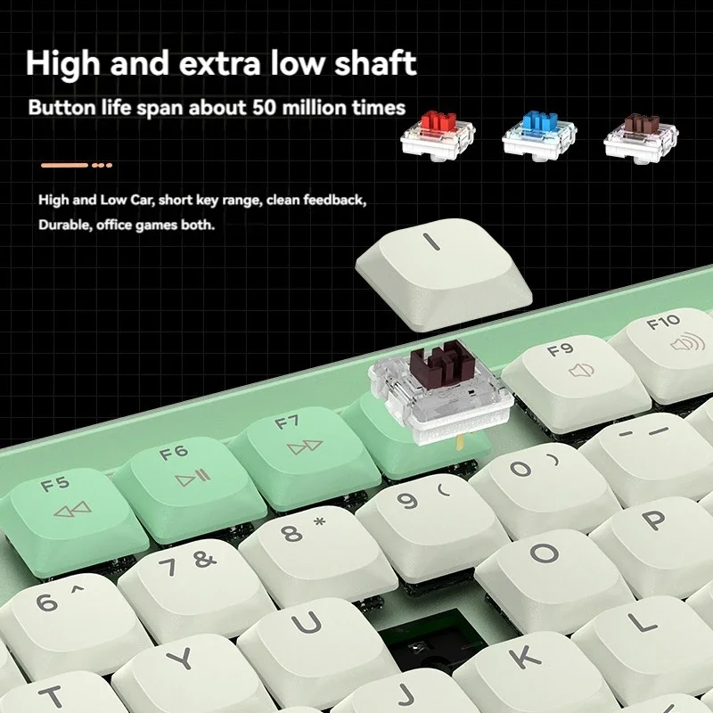 MK008 Low Profile Mechanical Keyboard Aluminum Wireless Bluetooth Backlight Portable Custom 80% Office Gaming Keyboard PC Laptop