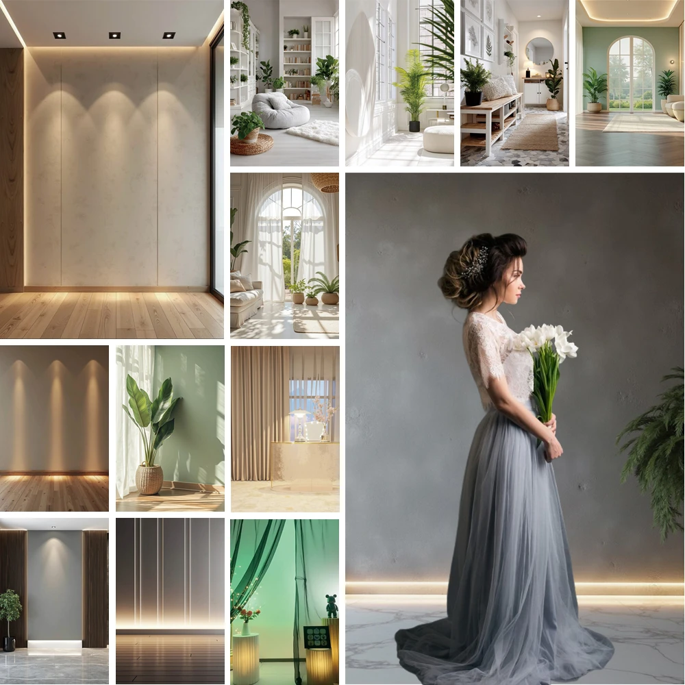 

MOON.QG Modern Minimalism Backgrounds Photography Arch Window Curtain Sofas Backdrop Party Decorations Photo Booth Baby Shower