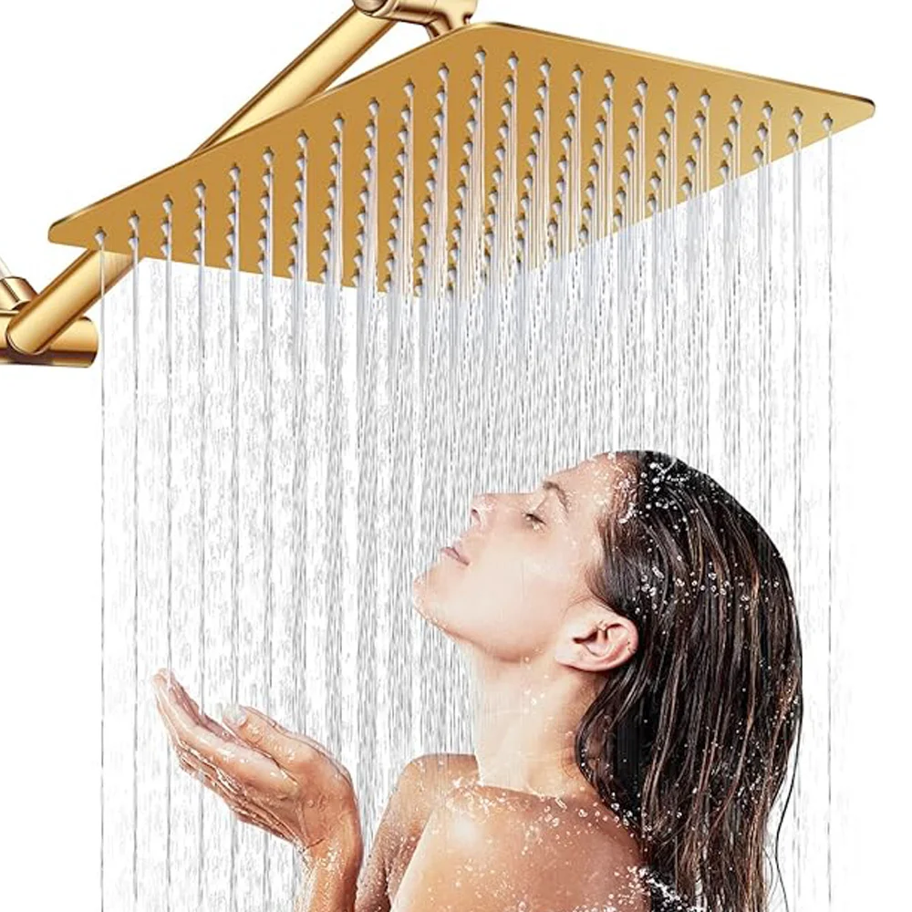 Ultra Thin 8/10/12 Inch Stainless Steel Rainfall Shower Head High Pressure Showerhead Black Golden Celing Mounted Shower Head