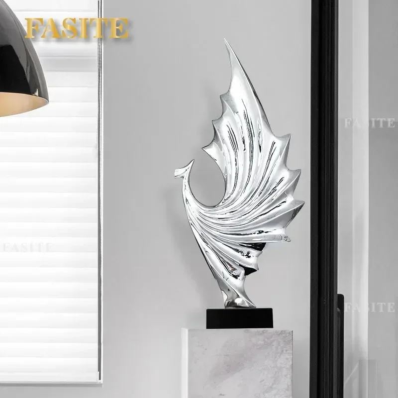 For Modern Home Decor Abstract Minimalist Sculpture Electroplated Metal Statue Ornament for Living Room Floor Porch Model