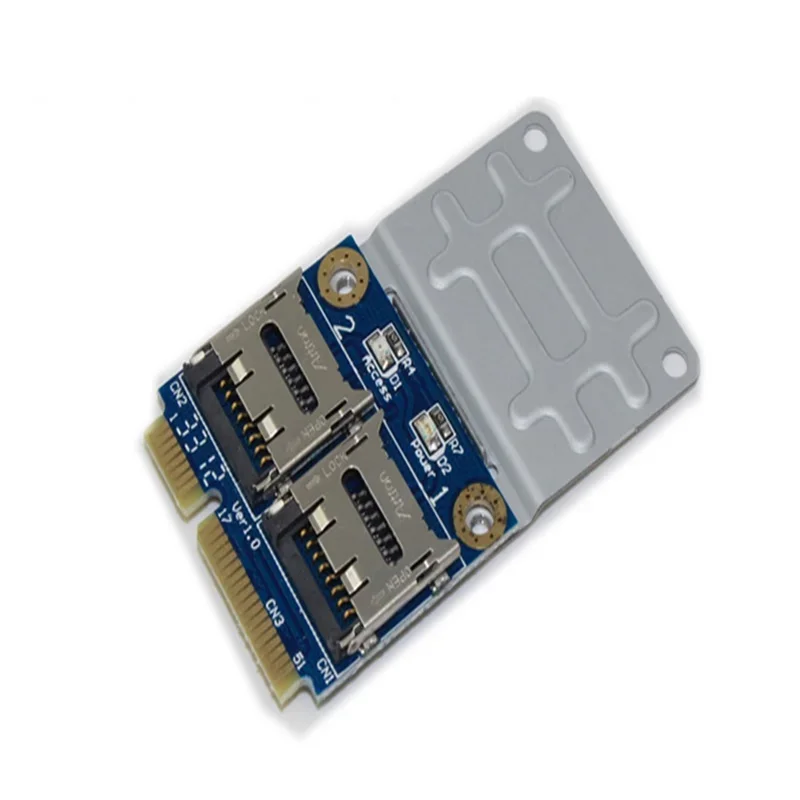 2 SSD HDD for Laptop Dual Micro SD SDHC SDXC TF to Mini PCIe Memory Card reader mPCIe to 2 mini-sdcards mini pci-e adapter