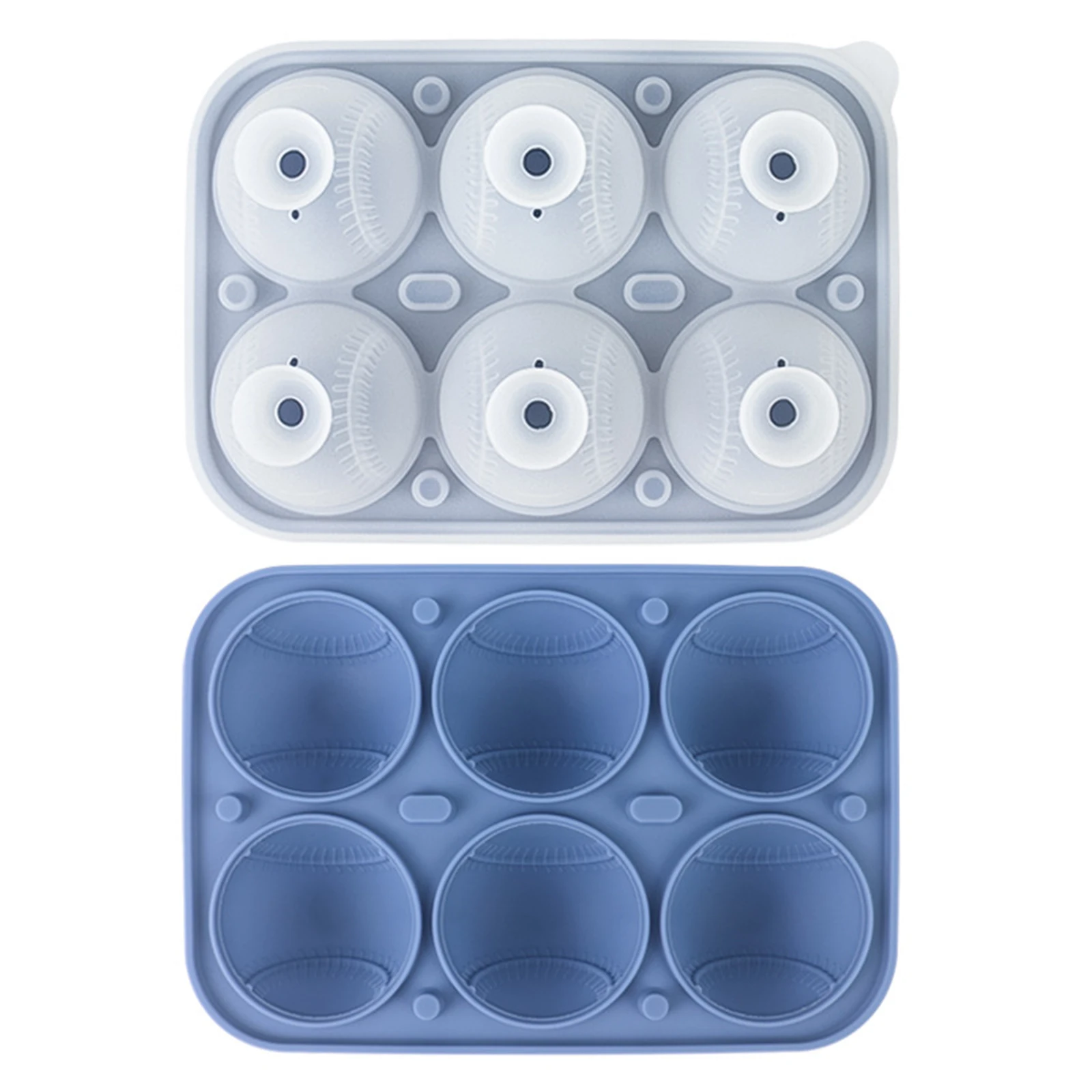 Baseball Shape Ice Cube Tray 6 Cavity Large Round Ice Maker BPA Free Whiskey Cocktails Cold Drinks Party Bar Tool