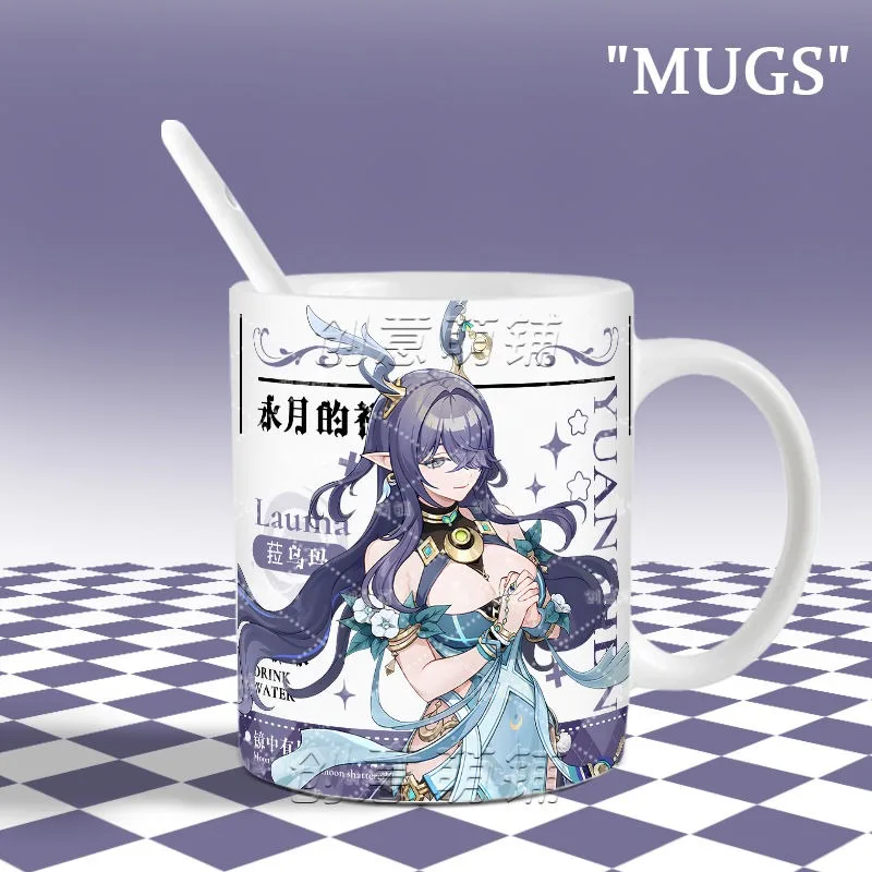 

In Stock Game Anime Genshin Impact Flins Lauma Aino New Character Cosplay Cup Ceramic Print Coffee Milk Tea Juice Mug Cups Gifts