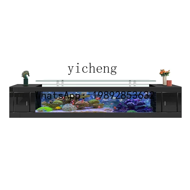 TV cabinet fish tank living room household floor-to-ceiling large ecological glass water-free goldfish turtle tank