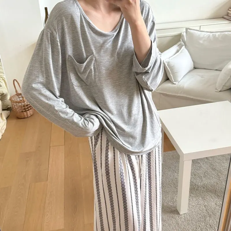 

Modal Sleepwear Women's Spring Autumn Long Sleeve Long Pants Home Clothes Suitable for Outdoor Wear Comfortable Home Leisure