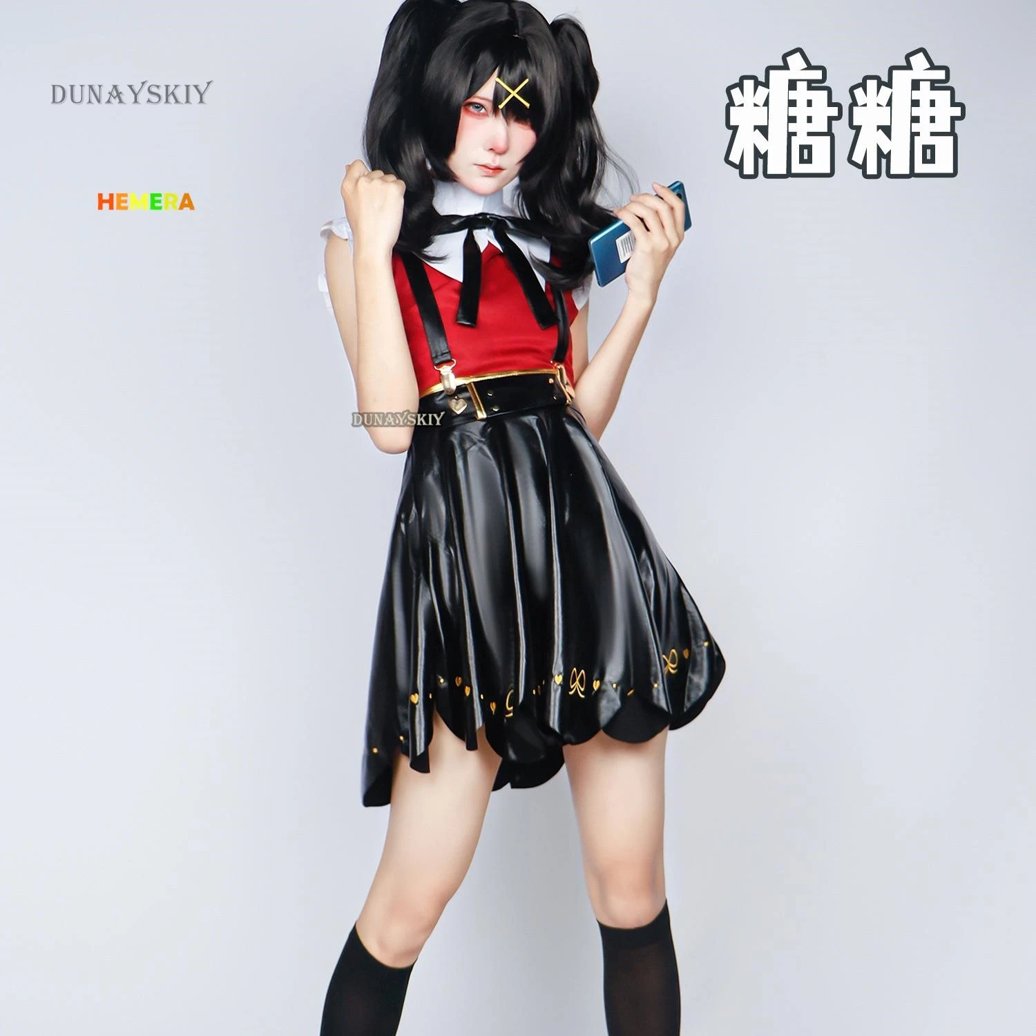 Game Needy Girl Overdose Cosplay Costume Wig Anime Jk Sailor Uniform Leather Skirt Set Abyss Kangel Ame Chan Cosplay Costume