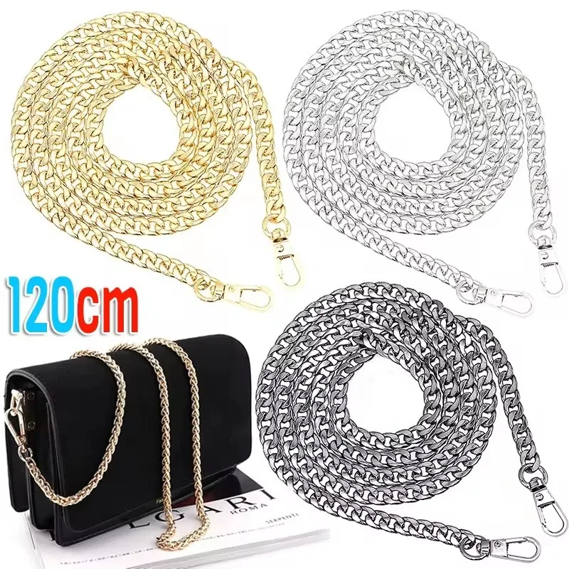 120cm Metal Aluminum Bag Chain Replacement Parts Accessories for Hand-Woven Shoulder Handbag DIY Handmade Detachable Straps