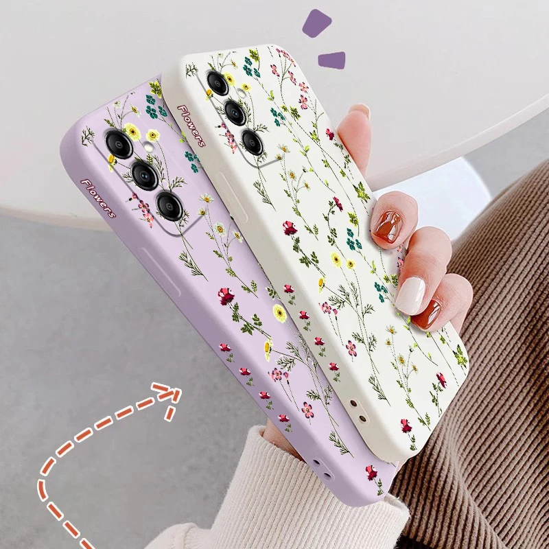 A 14 Yellow Sunflower Silicone Phone Case For Samsung A14 A12 A13 A15 A10 A24 A31 A33 A50S A30S A20S A23 A22 A42 A34 Cover