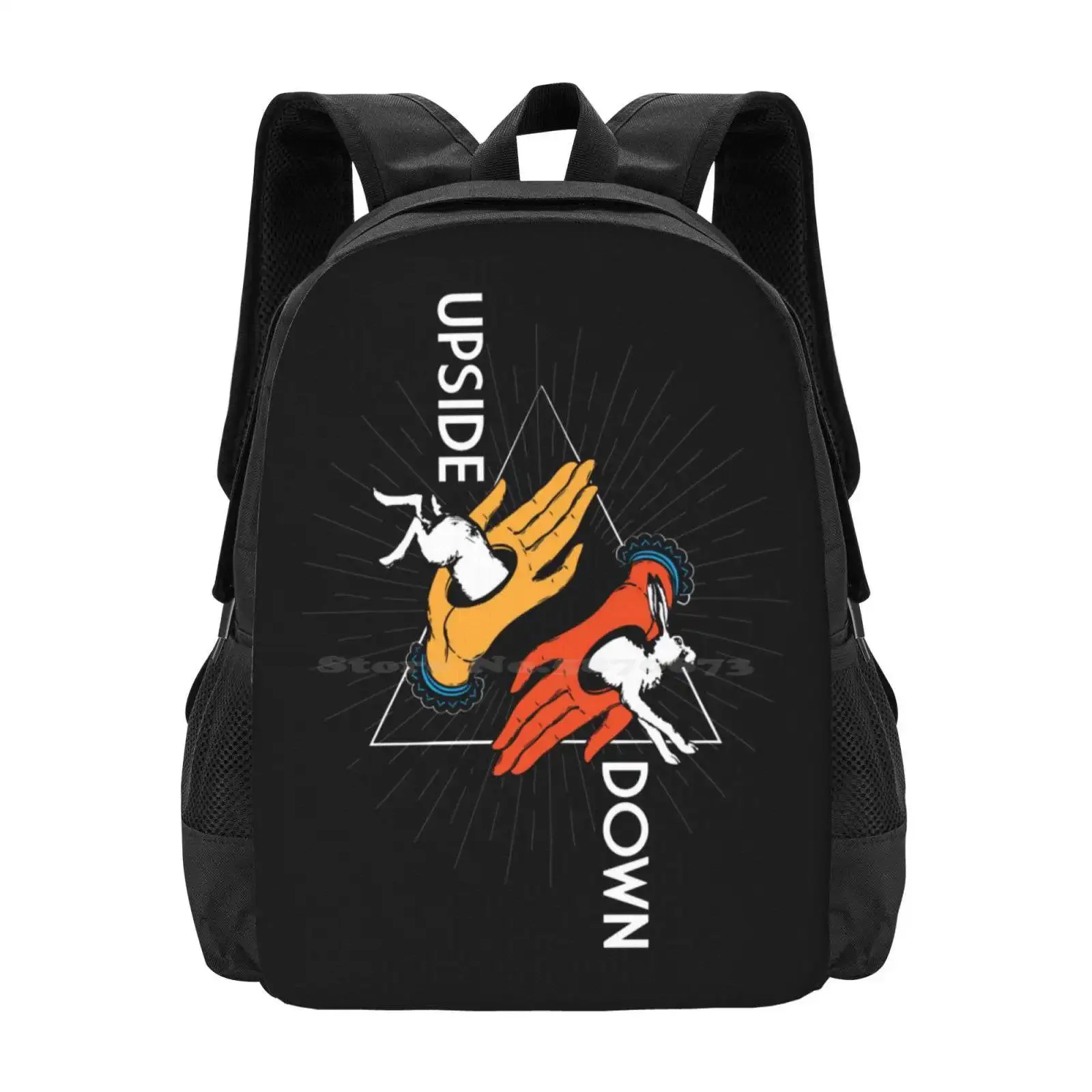 

Upside Down Hot Sale Schoolbag Backpack Fashion Bags Otherworld Other World Burning Man Kindle Rabbit Hands