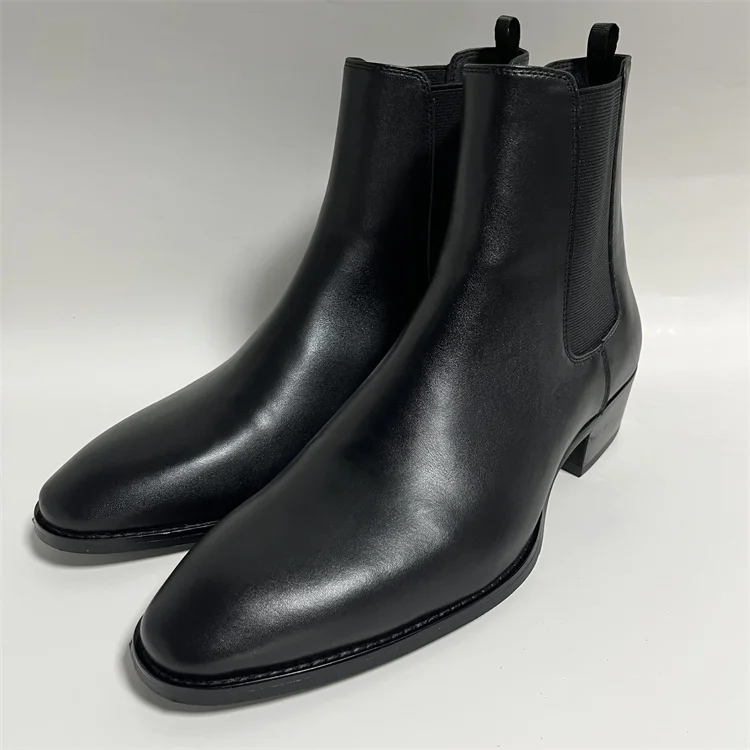 Frist Yard Genuine Leather Pionted Toe Chealsea Boots Dress Wedding Man classical Botas