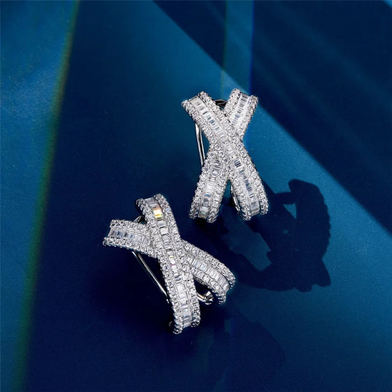 Attraverso 14 orecchini a bottone con diamanti da laboratorio in oro orecchini da sposa di fidanzamento in vero argento sterling 925 per gioielli da