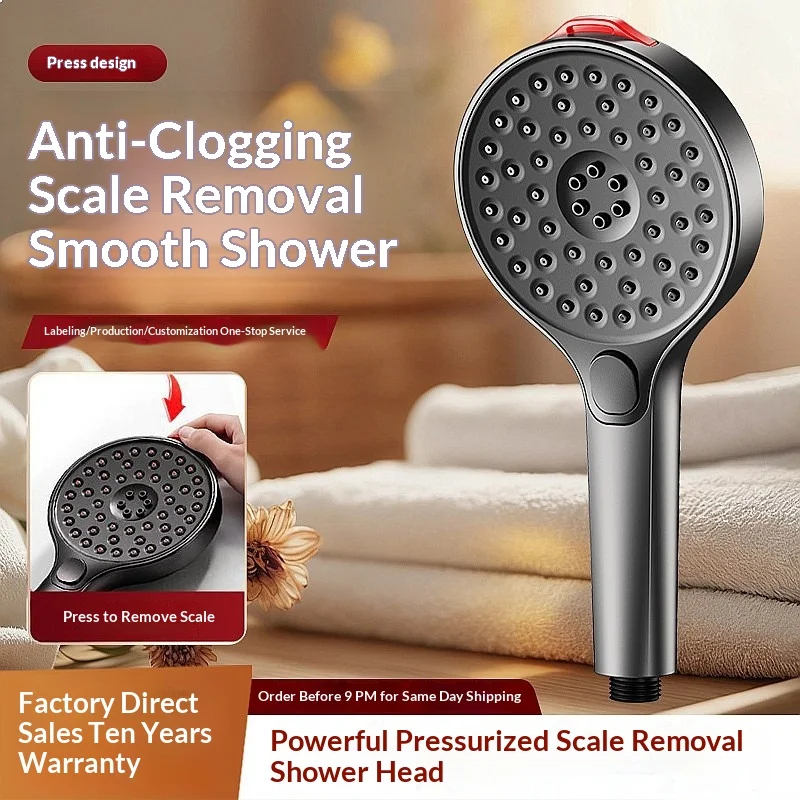 Factory Direct High Pressure Handheld Shower Head with Self-Cleaning Silicone Nozzles