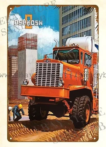 1973 Oshkosh heavy duty truck F-3 auto motors repair shop metal tin sign new