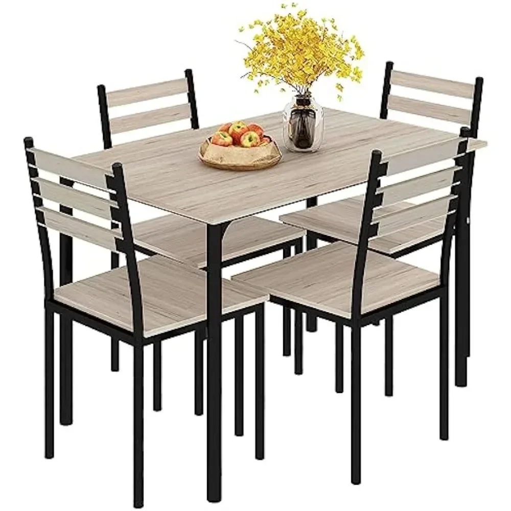 Modern Dining Table Set for 4 5-Piece Kitchen Table Set Rectangular Dining Table and 4 Chairs for Small Space Dinette