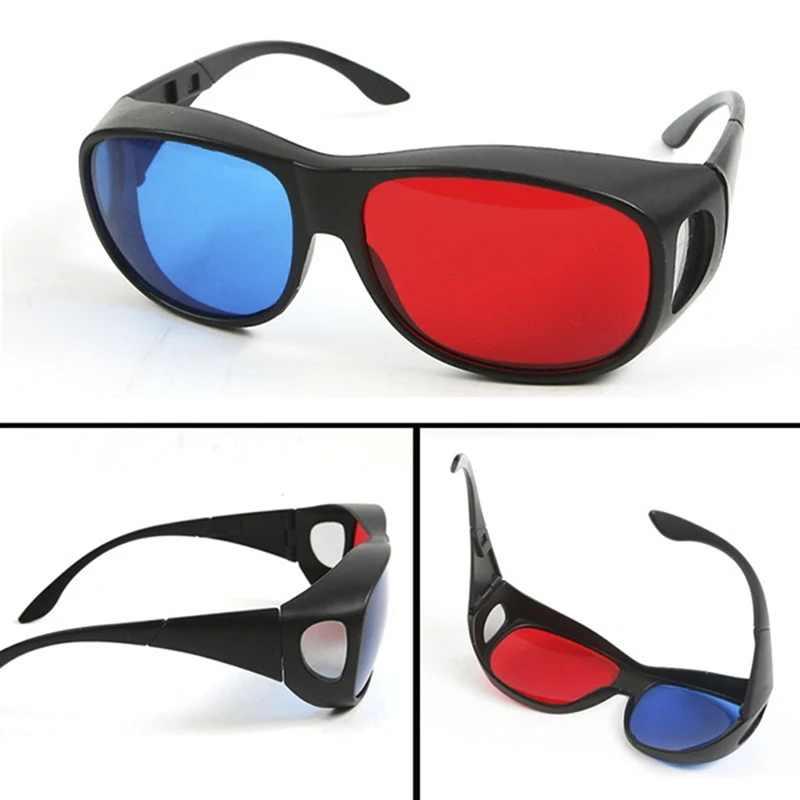 Red Blue 3D Glasses Black Frame For Dimensional Anaglyph TV Movie DVD Game