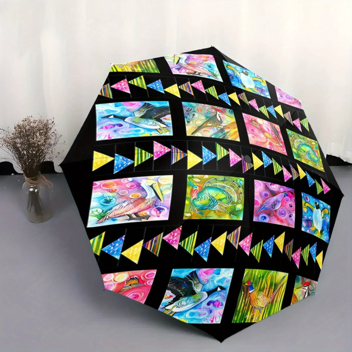 

Automatic Open/Close Umbrella with One-Touch Button - Compact Folding Umbrella, Windproof 8-Rib Shaft, Portable Travel Umbrell