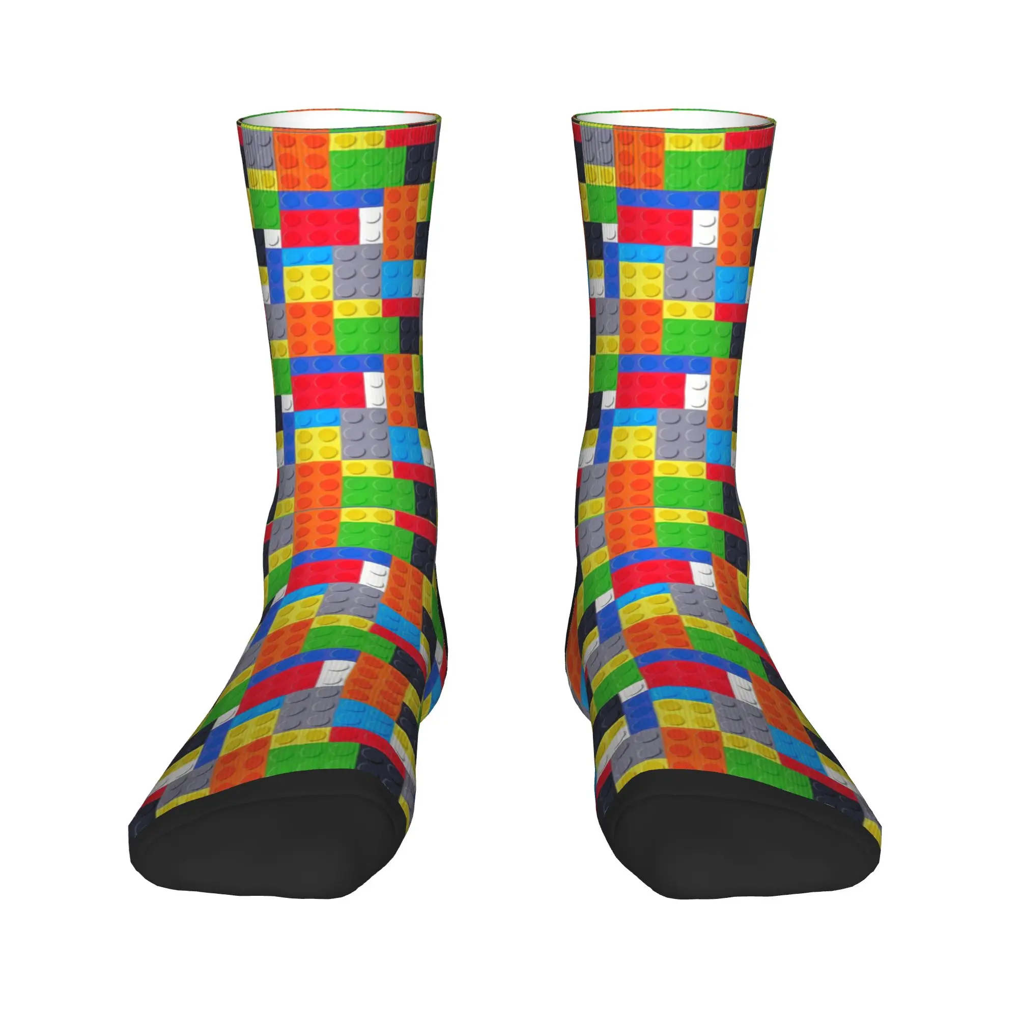 Teal Gradient Building Blocks Pattern Socks  Pattern Stockings Anti Skid Adults Men Socks Breathable Autumn Gothic Running Socks