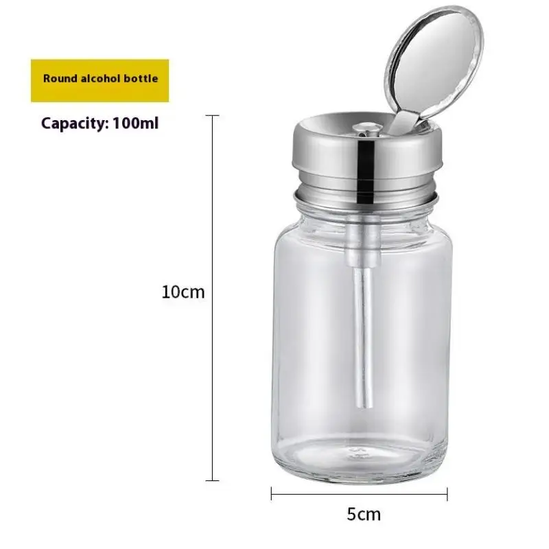 Refillable Glass Nail Storage Bottle – Empty Pump Dispenser for Nail Polish Remover, Liquid Cleaners, and Manicure Use