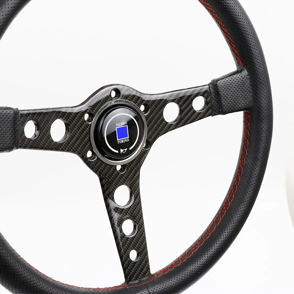 ND Carbon Fiber 14inch/345mm Genuine Leather Steering Wheel Drift Sport Steering Wheels