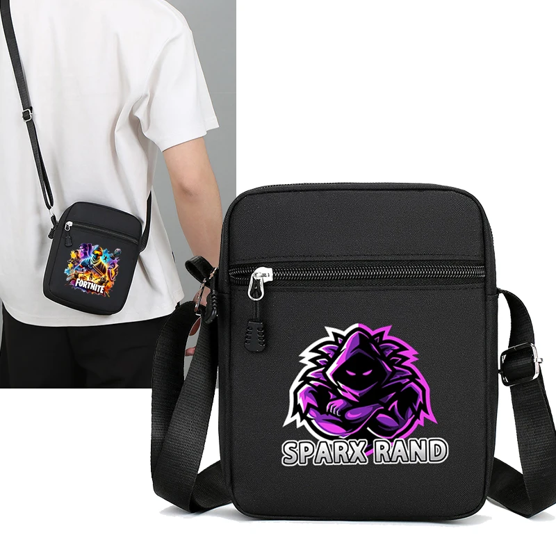Hot Game Fortnites Shoulder Bag Kid Oxford Cloth Casual Crossbody Bags Men Phone Pouch with Belt Cartoon Boy Girl Travel Satchel