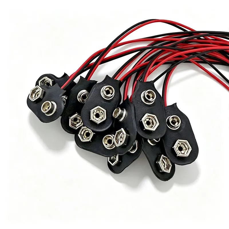 9‑Volt Battery Connector Cable,Red‑Black Wire 150 mm,Soft‑Leather or Hard‑Shell Casing,Holder Box for DIY Electronic Projects