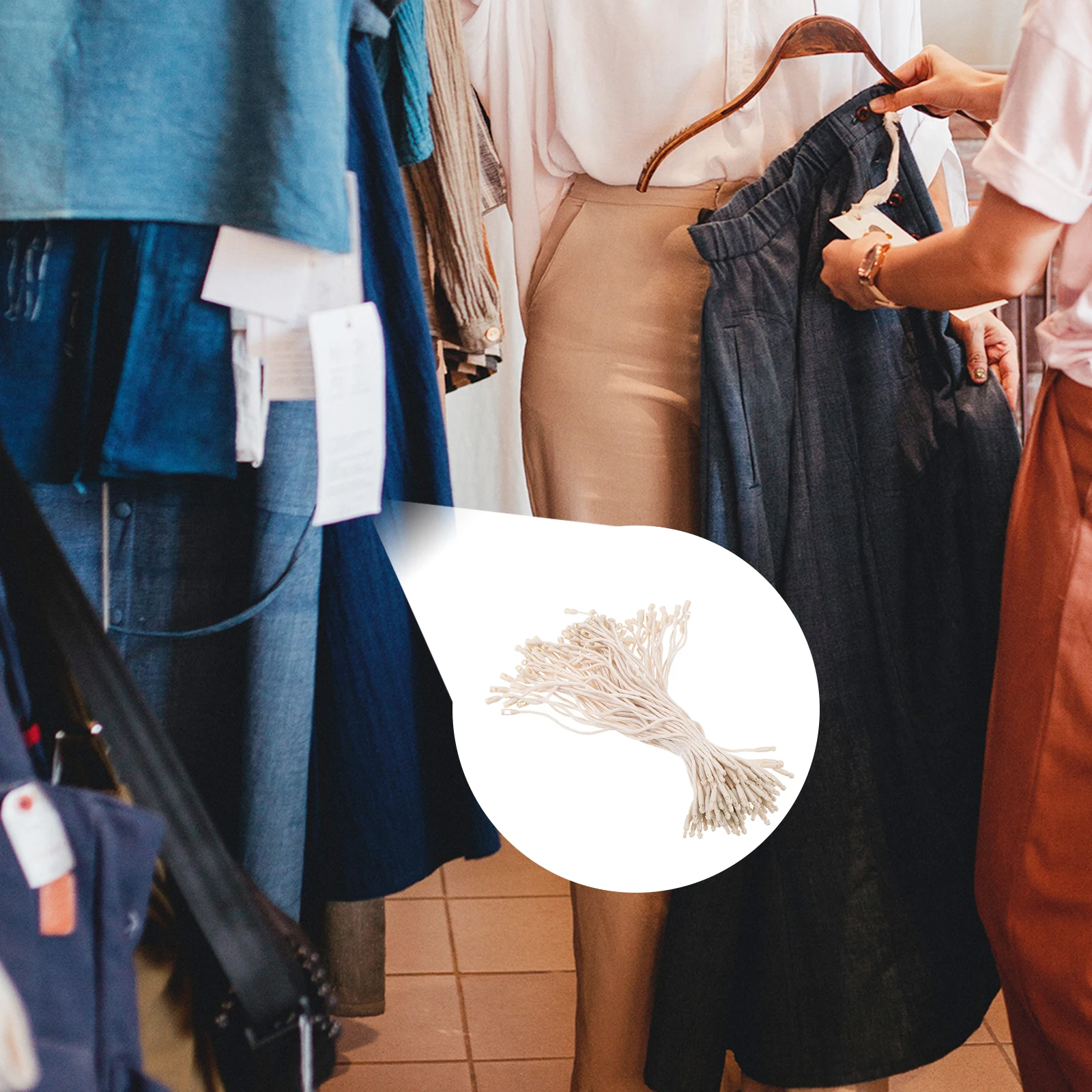 

1000Pcs Label Hanging Rope Cotton Tag Ties Decor Easy Hand-Apply Fastening Solution for Shop Gift Cards Ropes Shop Cotton Tags