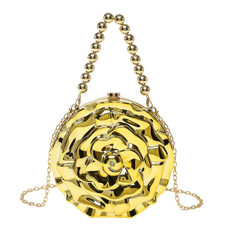 

Luxury Designer Golden Acrylic Evening Clutch Handbag Women's Niche Banquet Shoulder Wedding Party Tote Ladies Fashion Accessory