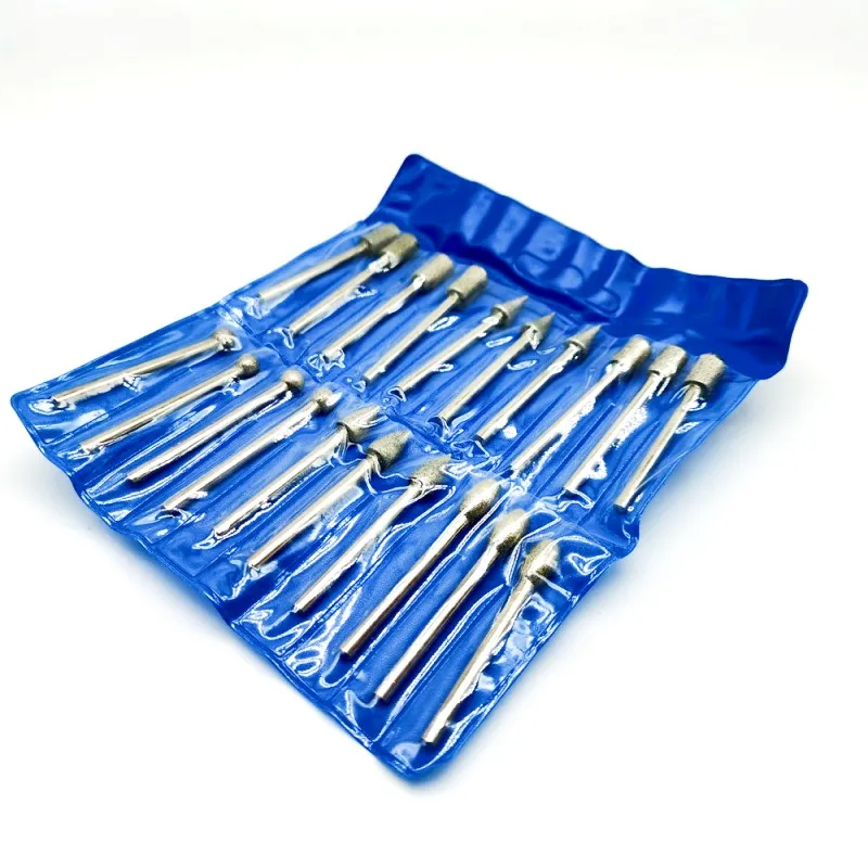 Imagem -06 - Diamond Grinding Head Burr Bit Grupo Ferramenta Rotativa Needle Point Acessórios de Gravura Stone Glass Carving Drill mm 20 Pcs